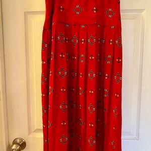 Vintage Liz Claiborne Red Maxi Silk Pleated Skirt